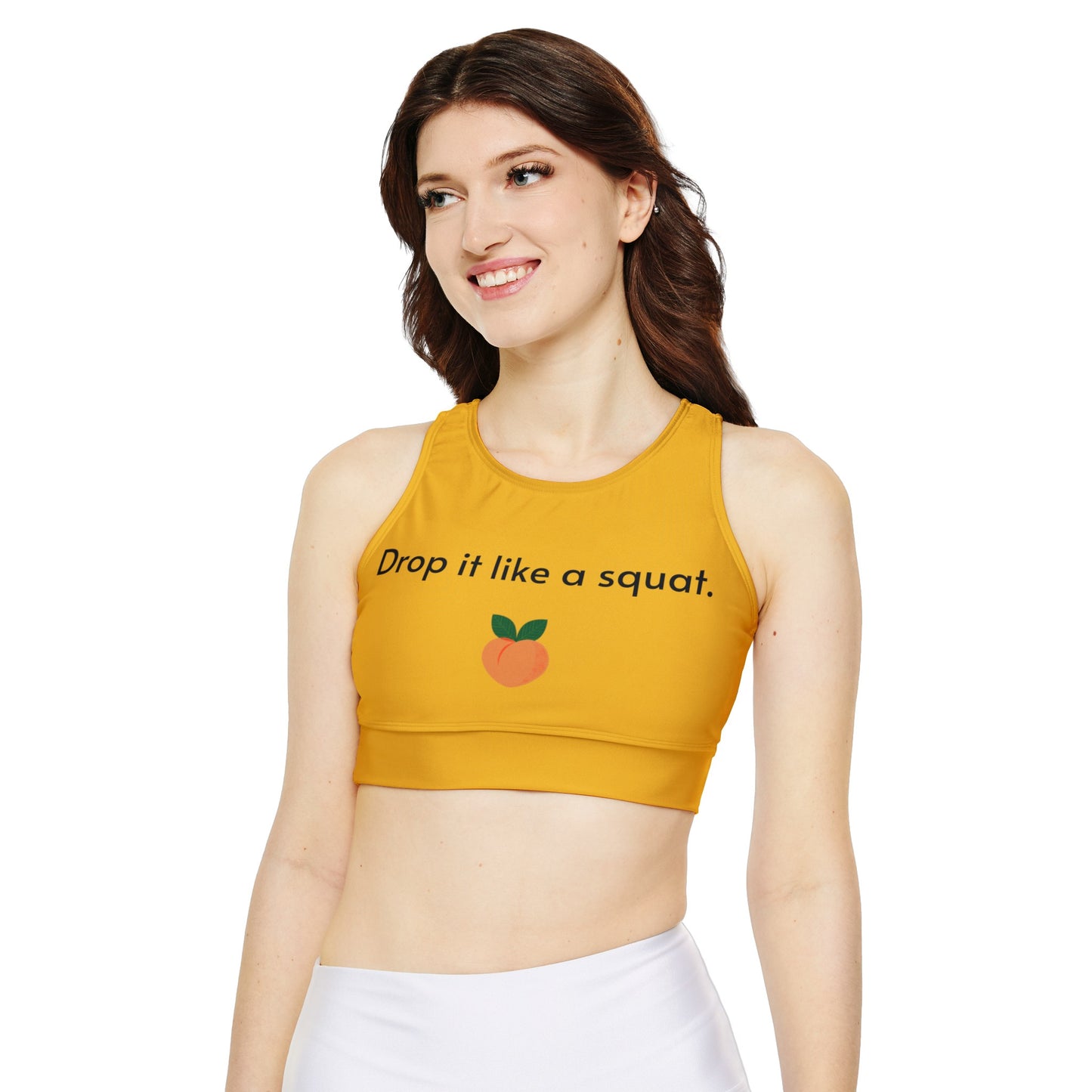 Drop it like a Squat, Fully Lined, Padded Sports Bra (AOP)